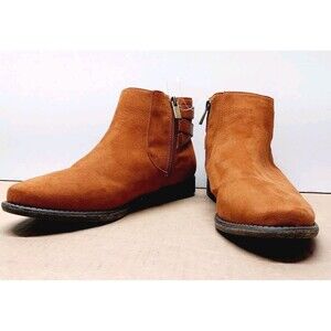 Bamboo Size 10 Brown Booties Womens Ankle Suede Boots Fur Lined Academia Stylish